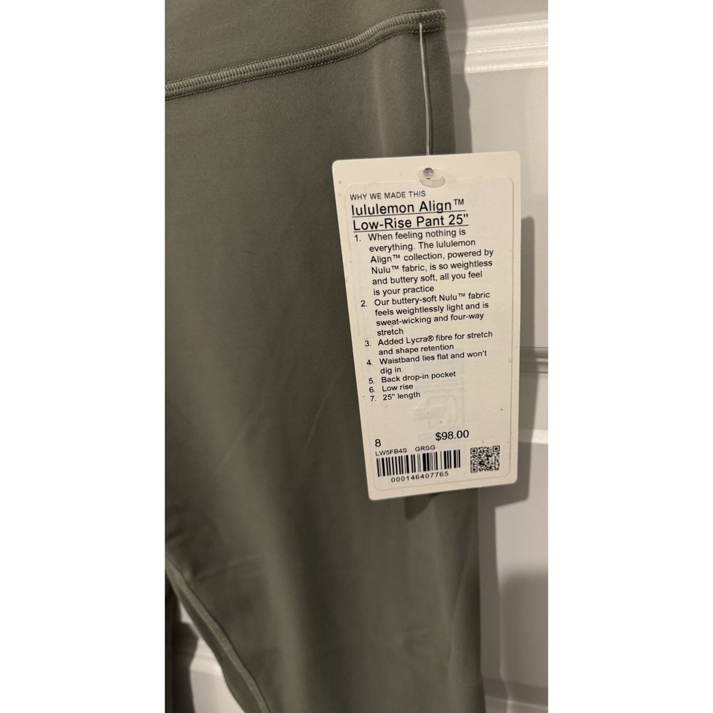 LULULEMON Align Low-Rise Pant 25 Leggings Size 8 Green Lycra Stretch Yoga Sage - Picture 4 of 5